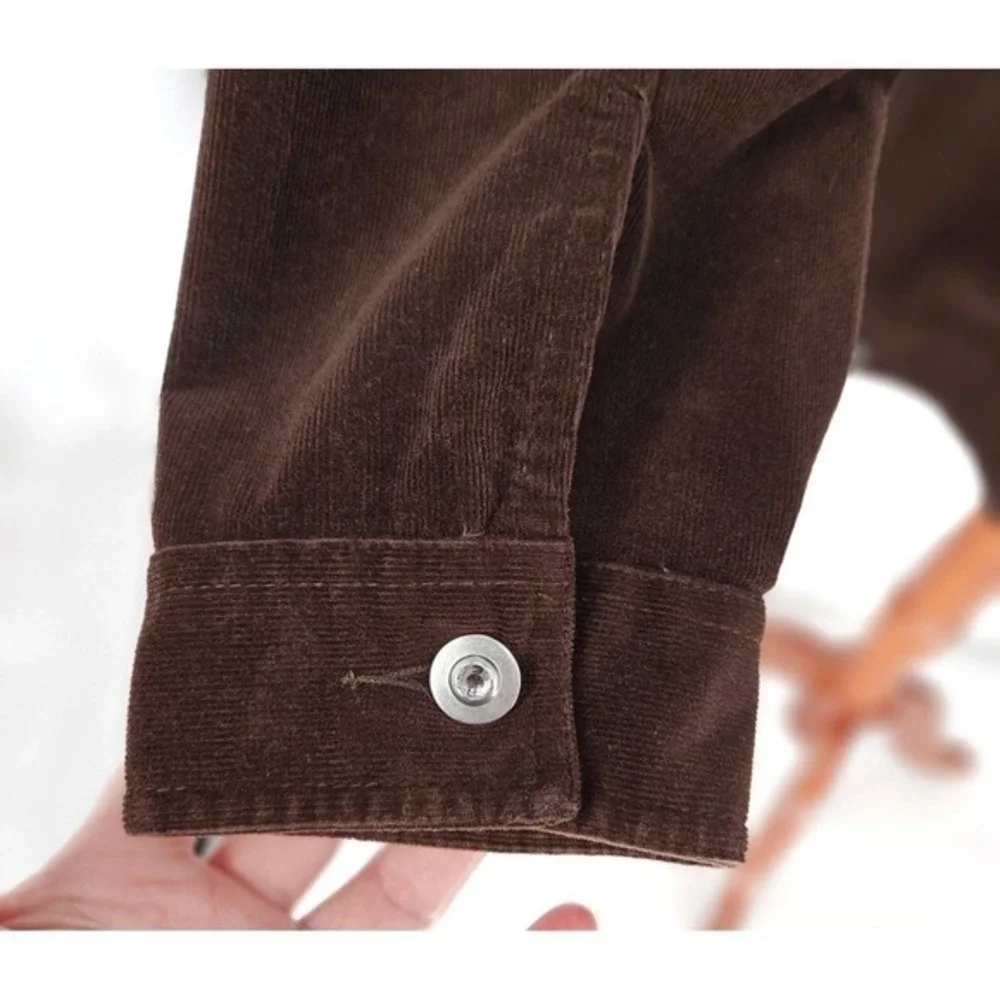 Quacker Factory Corduroy Jacket‎ Womens 2X Brown Rhinestone Mock Neck Zip